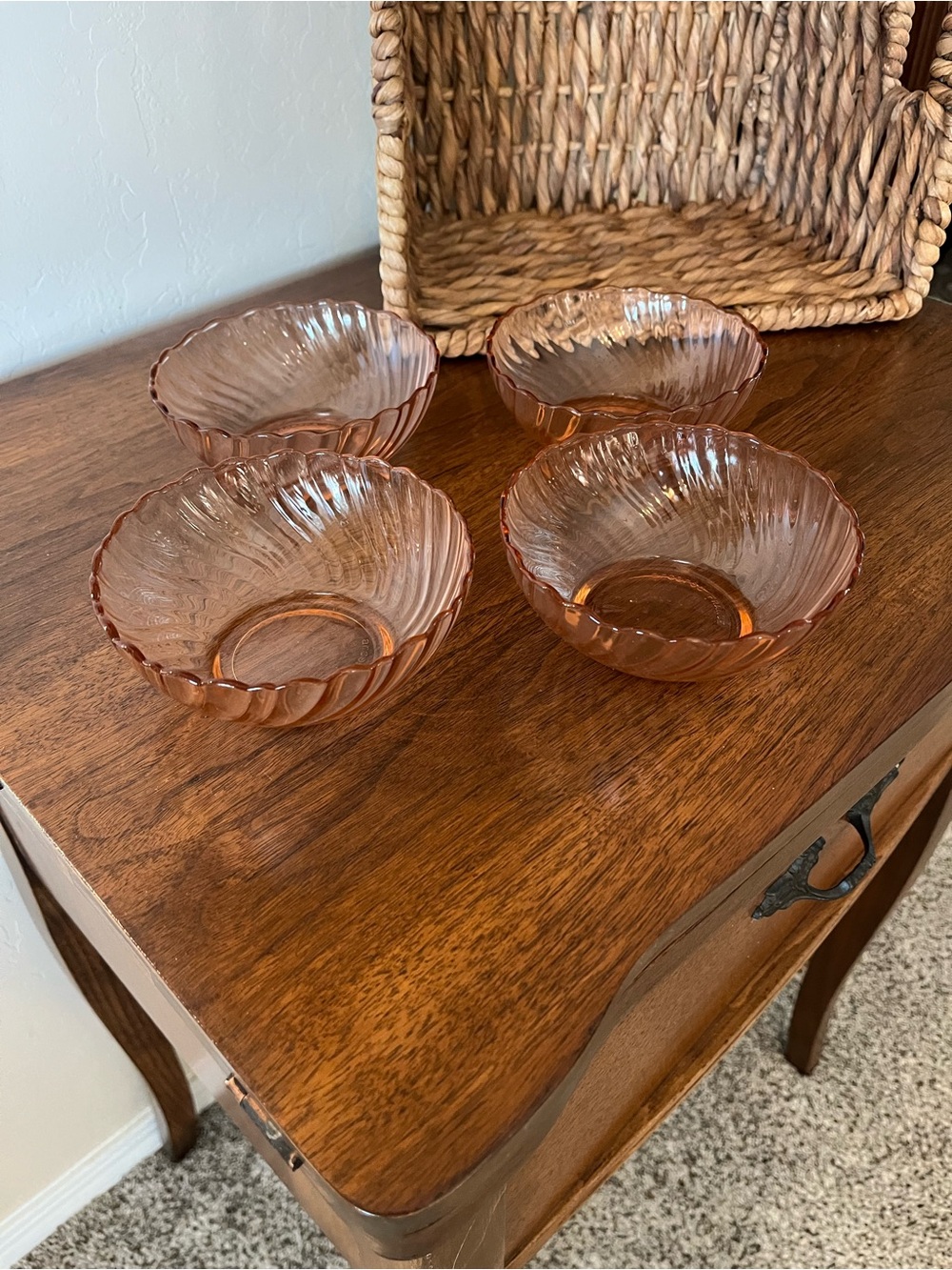 Arcoroc Rosaline Pink Swirl Glass Dessert Bowl Set - 4-Pack